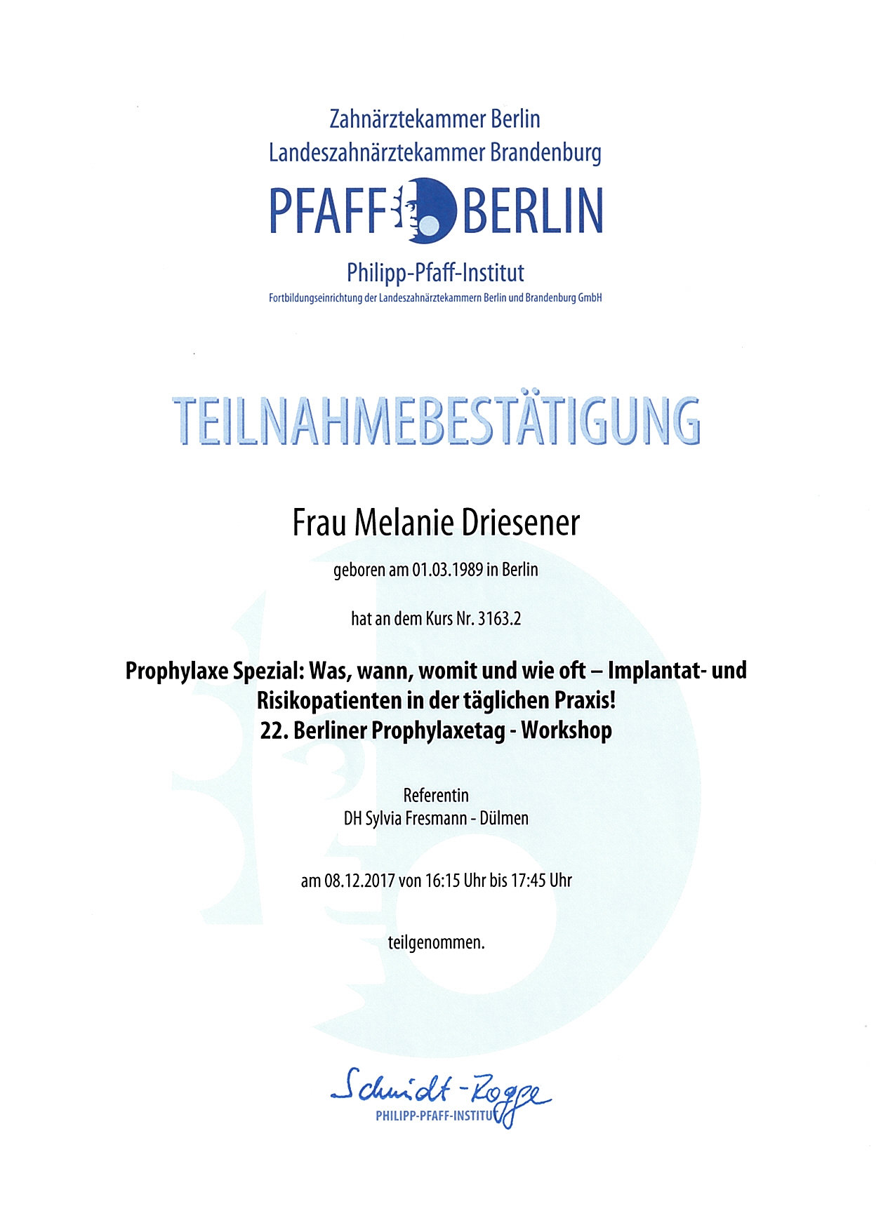 Melanie_Driesener 22. Berliner Prophylaxetag